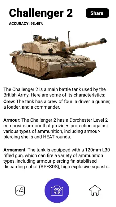 Information screen with Challenger 2